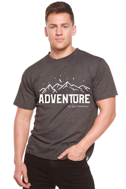 Adventure printed men's short-sleeve tee in charcoal heather by Spun Bamboo on Tampa Home & Garden Store