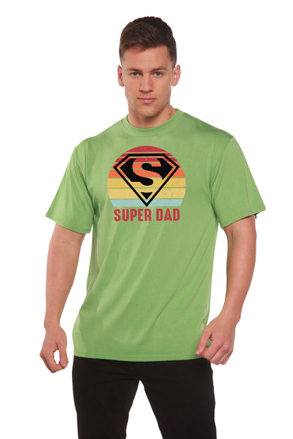 Super Dad bamboo viscose/organic cotton graphic tee lime green with retro sun shield logo on Tampa Home & Garden Store