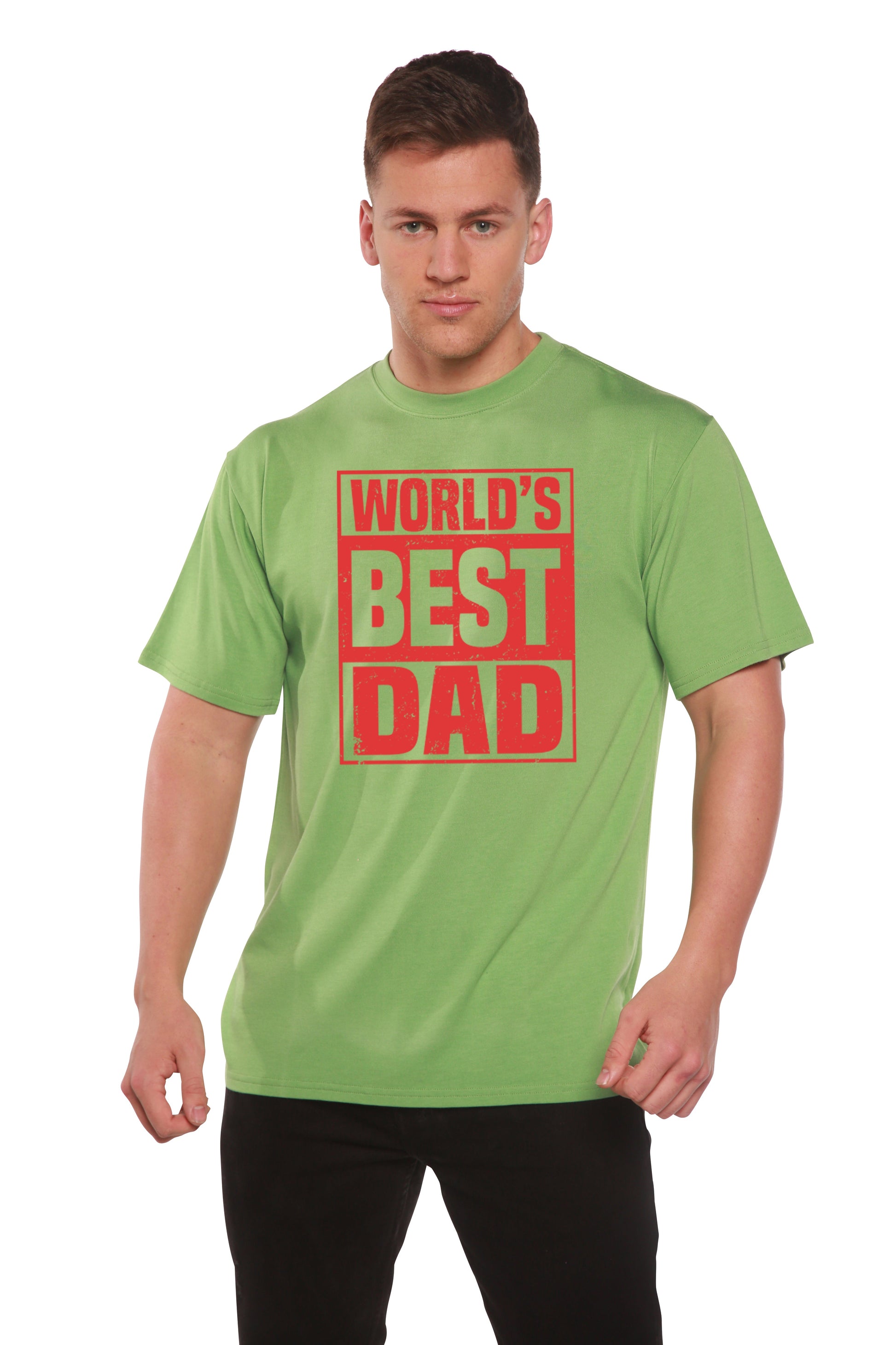 World's Best Dad men's green graphic tee in bamboo viscose/organic cotton on Tampa Home & Garden Store