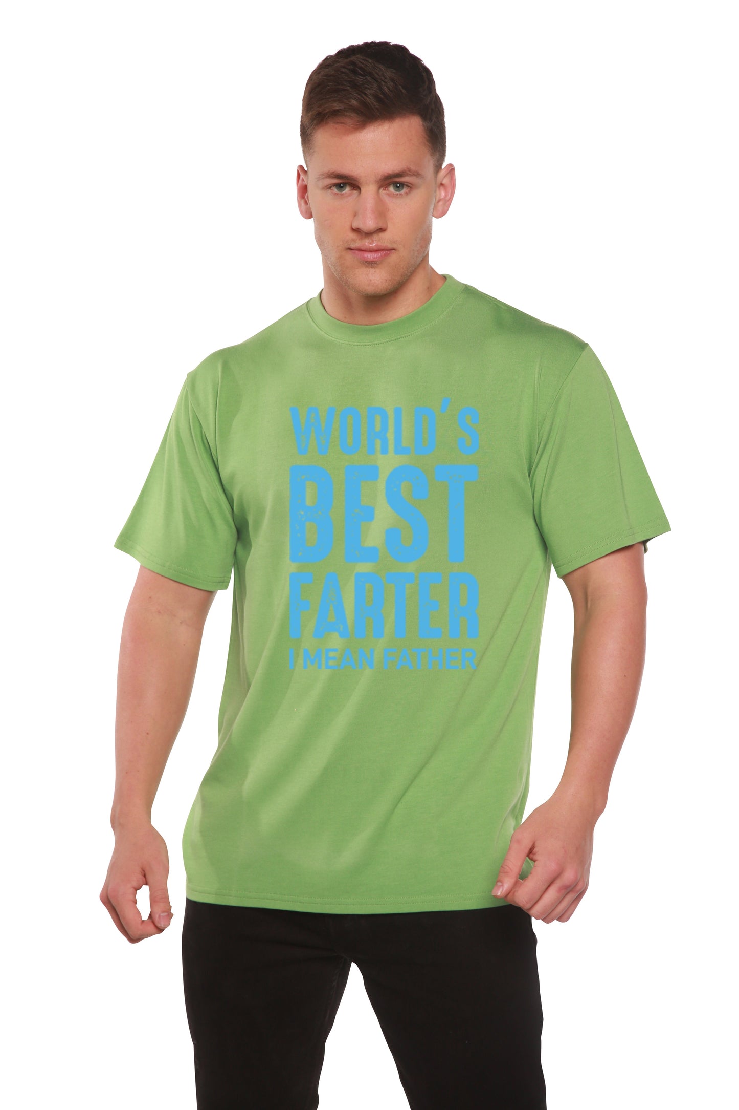 World's Best Farter men's bamboo tee with graphic print in lime by Spun Bamboo on Tampa Home & Garden Store