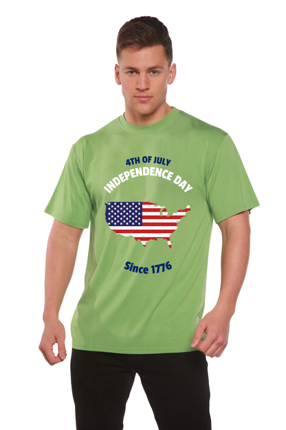 Men's 4th of July bamboo viscose/organic cotton graphic T-shirt in green with USA flag map on Tampa Home & Garden Store