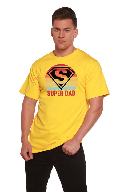 Super Dad men's bamboo viscose/organic cotton graphic tee yellow with retro logo on Tampa Home & Garden Store