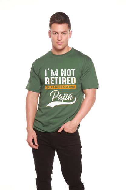 Men's green Spun Bamboo tee; viscose/organic cotton blend with I'm Not Retired print on Tampa Home & Garden Store