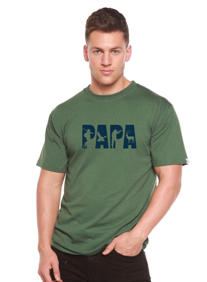 PAPA men's bamboo viscose/organic cotton green graphic tee with navy print Spun Bamboo on Tampa Home & Garden Store
