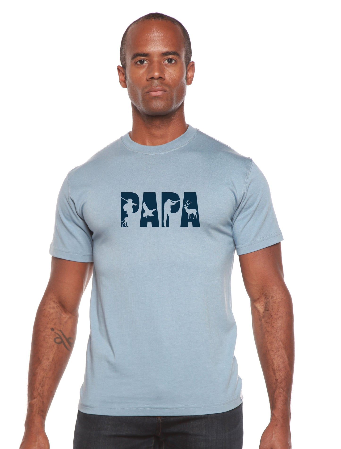 PAPA men's graphic tee in light blue bamboo viscose/organic cotton blend by Spun Bamboo on Tampa Home & Garden Store