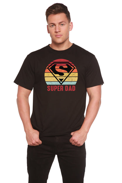 Spun Bamboo Super Dad men's bamboo viscose/organic cotton graphic tee, black with sunset stripes on Tampa Home & Garden Store