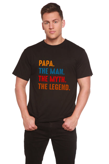 Men's graphic T-shirt Papa The Man The Myth by Spun Bamboo black bamboo viscose/organic cotton on Tampa Home & Garden Store