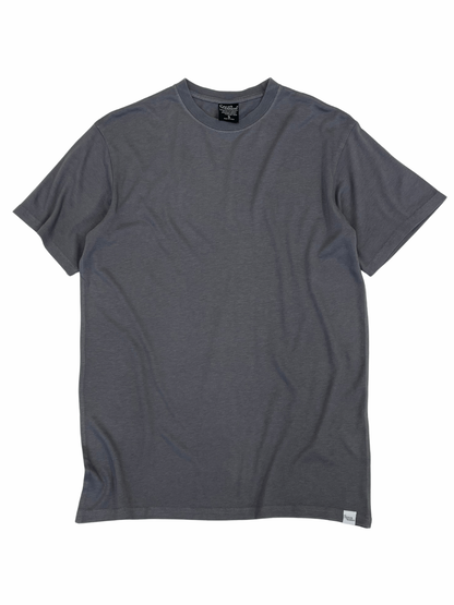 Custom printed men's bamboo viscose organic cotton short sleeve T-shirt in gray; Spun Bamboo tag on Tampa Home & Garden Store
