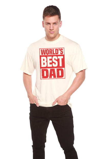 World's Best Dad men's graphic tee cream short sleeve bamboo viscose/organic cotton Spun Bamboo on Tampa Home & Garden Store