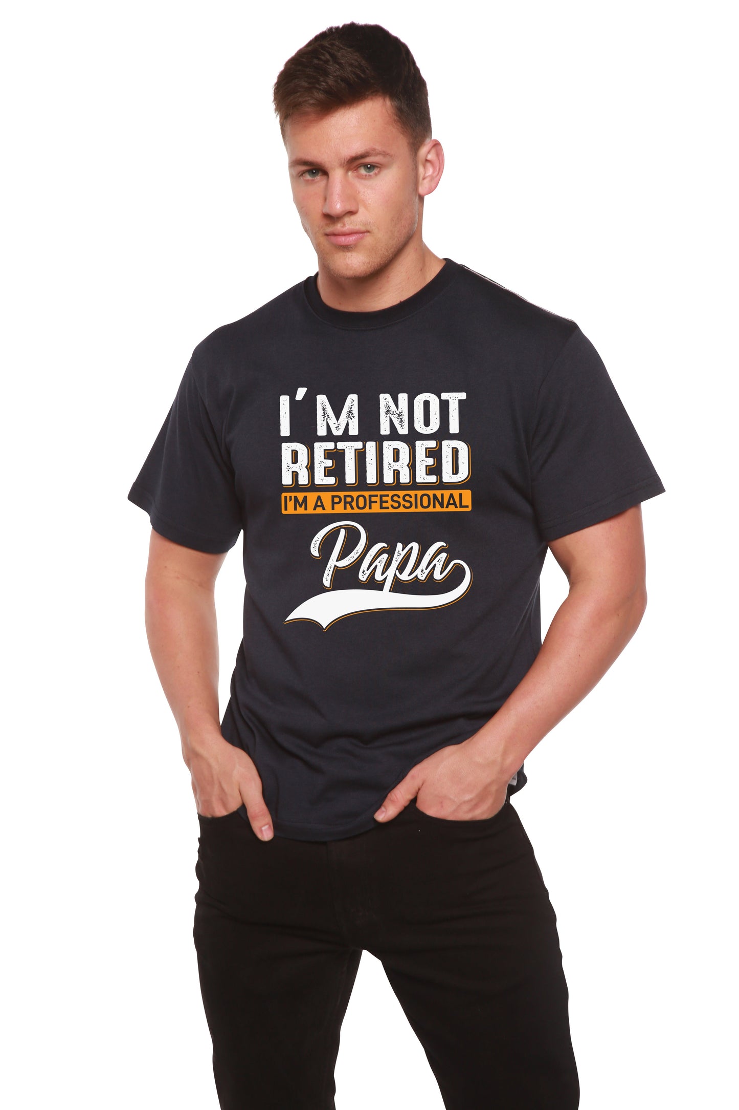 I'm Not Retired Men's Bamboo Viscose/Organic Cotton Graphic T‑Shirt black Papa Spun Bamboo on Tampa Home & Garden Store