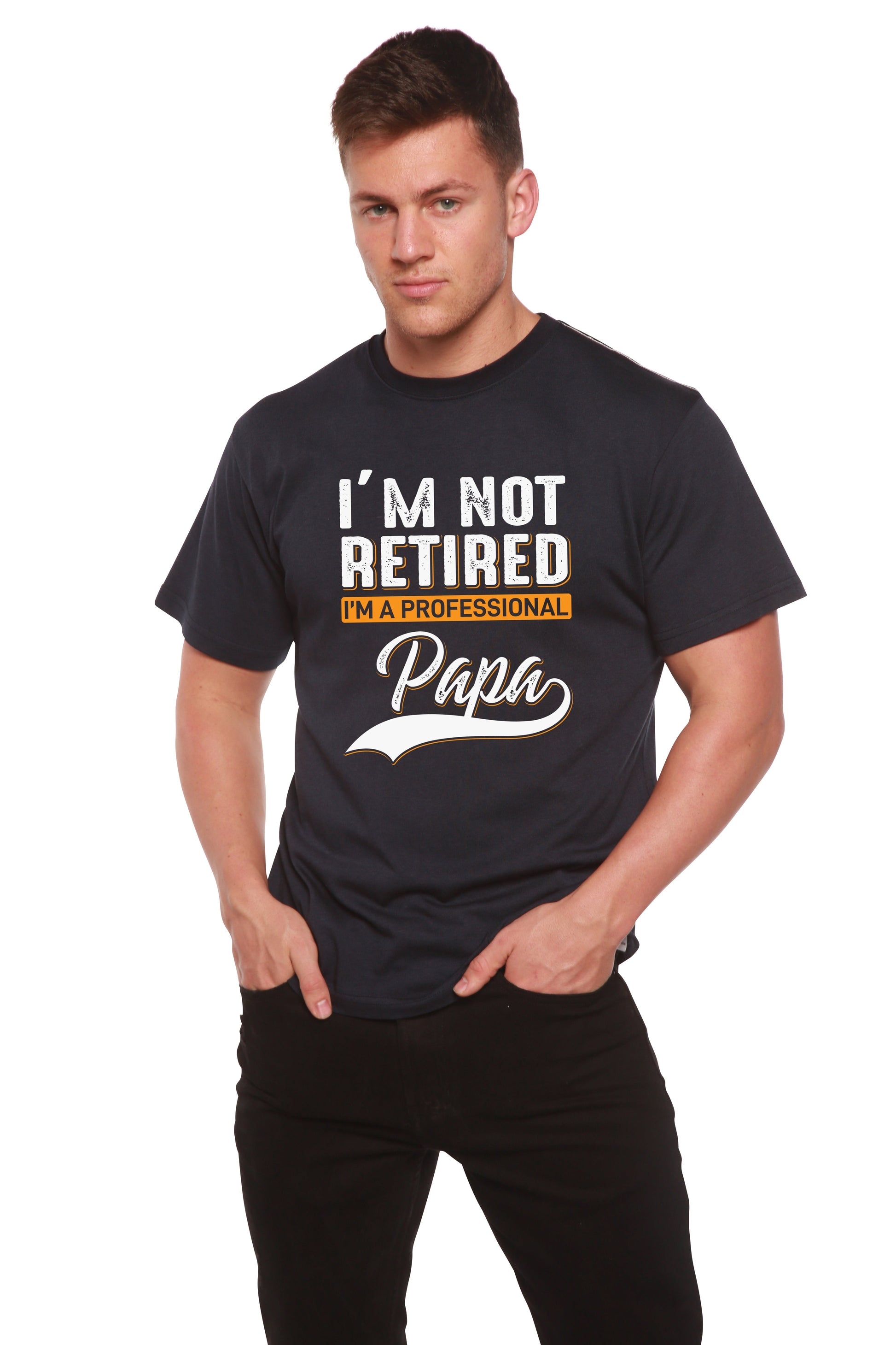 I'm Not Retired Men's Bamboo Viscose/Organic Cotton Graphic T‑Shirt black Papa Spun Bamboo on Tampa Home & Garden Store