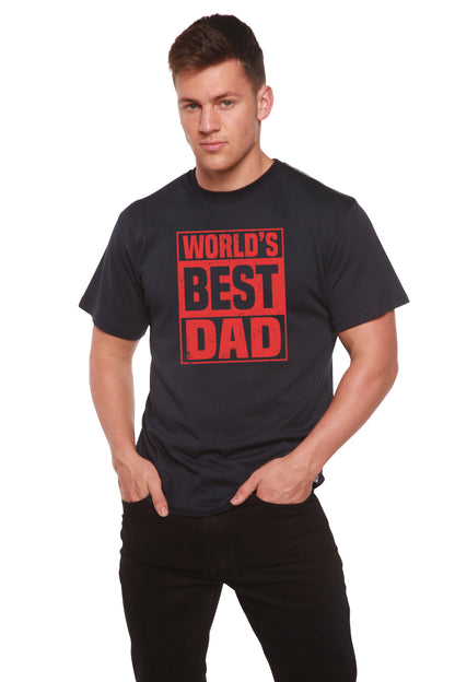World's Best Dad men's bamboo viscose tee in black with red print by Spun Bamboo on Tampa Home & Garden Store