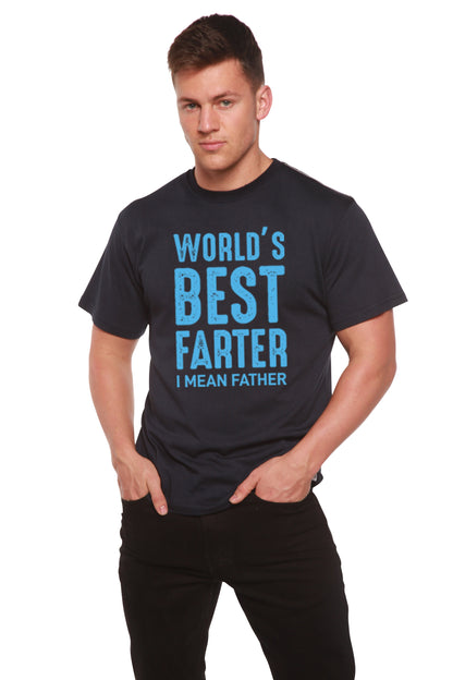 World's Best Farter men's graphic T-shirt black with blue print Spun Bamboo on Tampa Home & Garden Store