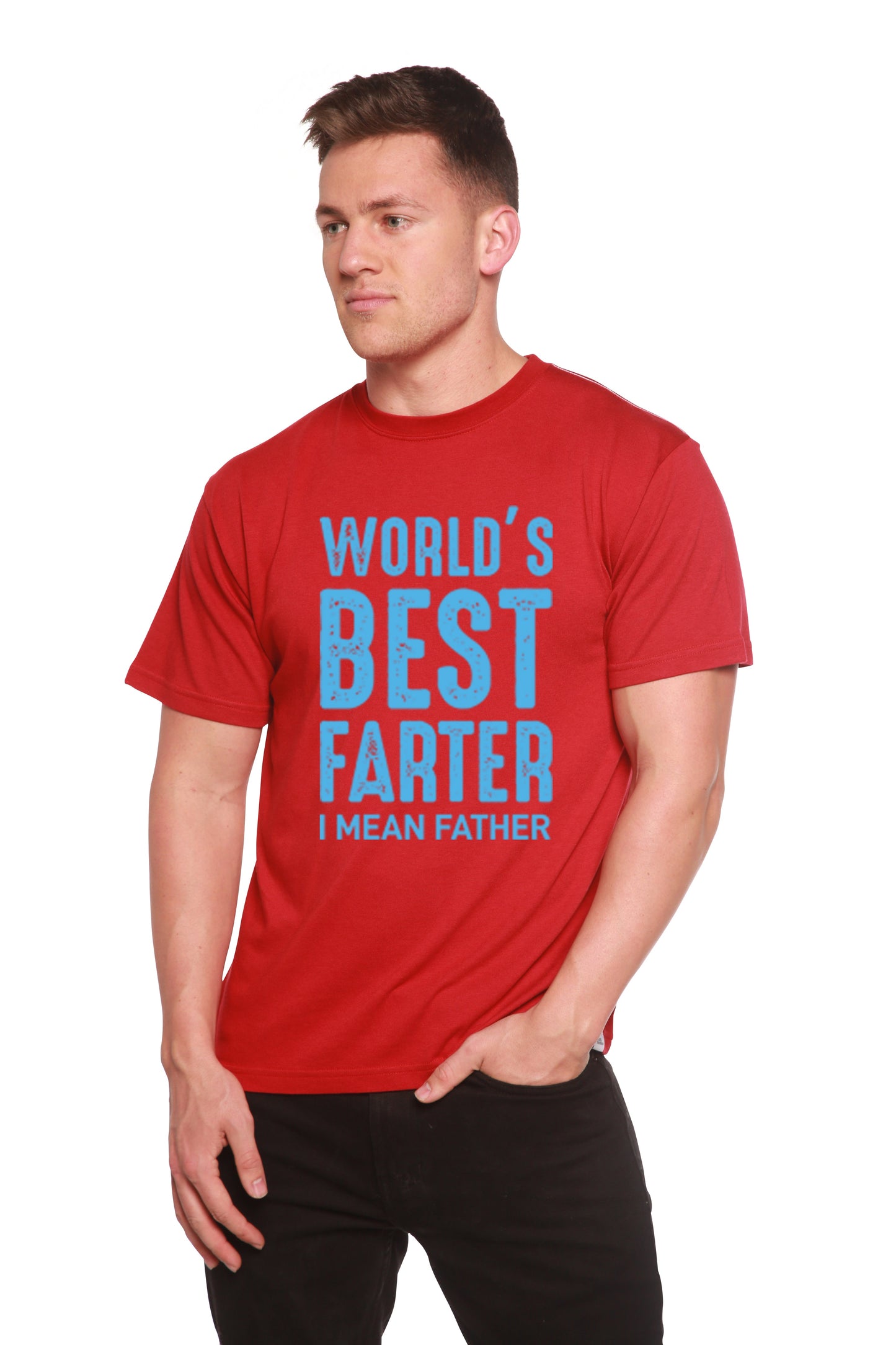 World's Best Farter men's tee red bamboo viscose/organic cotton blend by Spun Bamboo Shirts on Tampa Home & Garden Store