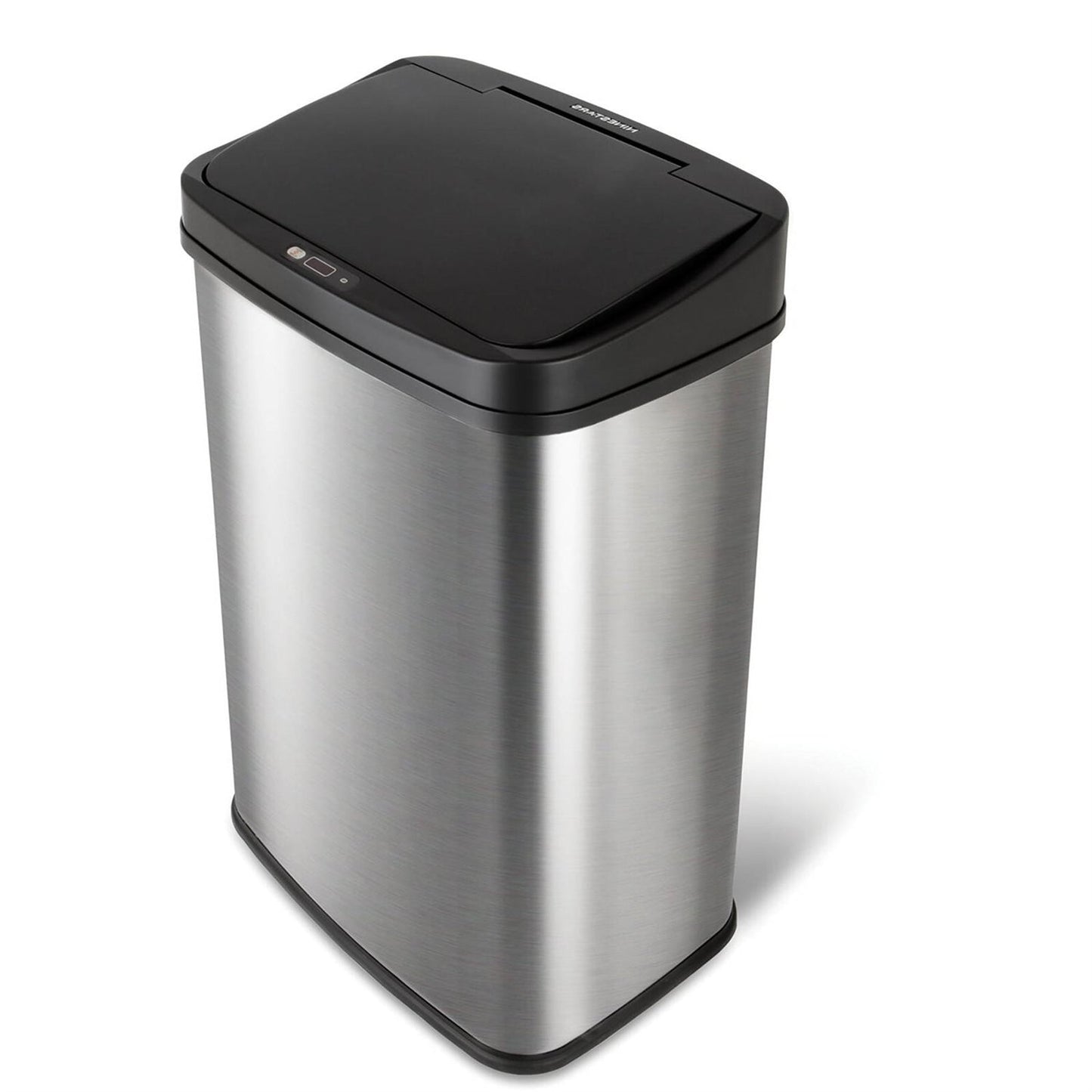 Bote de basura de cocina de acero inoxidable negro de 13 galones con tapa con sensor de movimiento