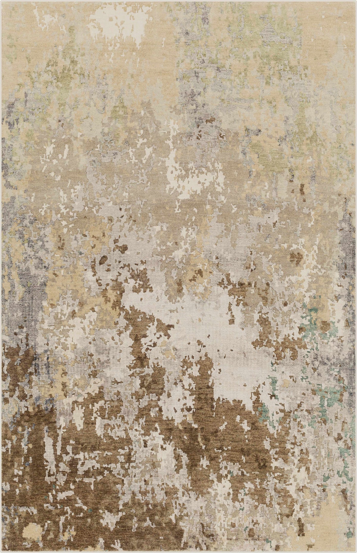 Bued Handmade Wool-Blend Rug by Boutique Rugs, abstract beige-taupe-brown pattern, clearance on Tampa Home & Garden Store