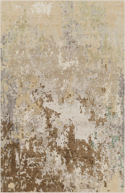 Bued Handmade Wool-Blend Rug by Boutique Rugs, abstract beige-taupe-brown pattern, clearance on Tampa Home & Garden Store