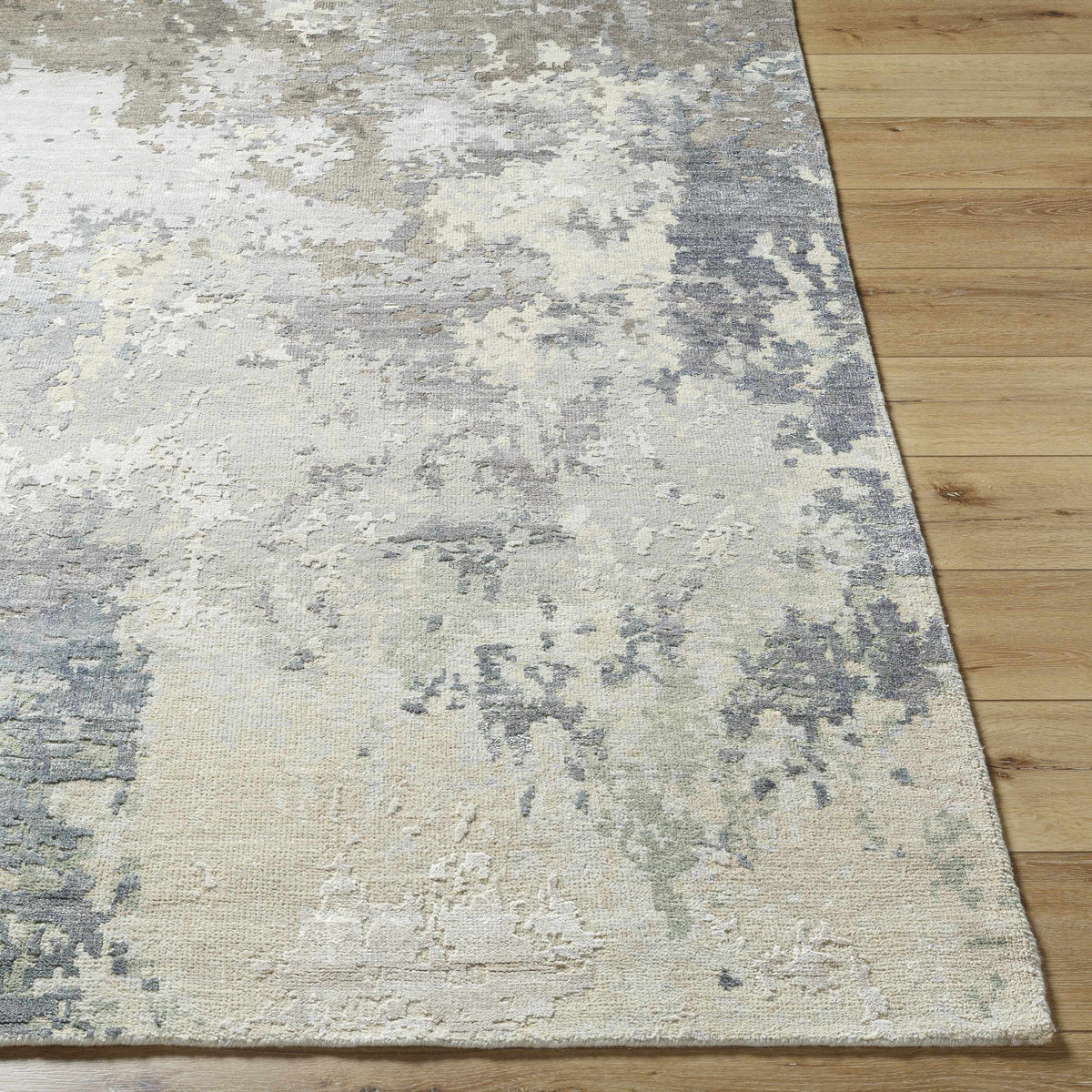 Bued Handmade Wool-Blend Rug by Boutique Rugs, abstract ivory-gray pattern, clearance rug on Tampa Home & Garden Store