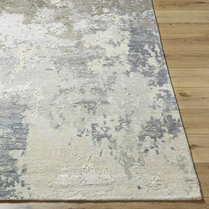 Bued Handmade Wool-Blend Rug by Boutique Rugs, abstract ivory-gray pattern, clearance rug on Tampa Home & Garden Store