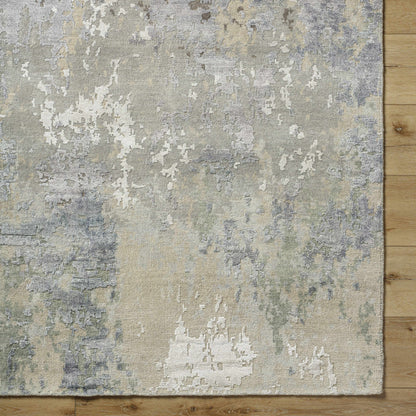 Handmade wool-blend rug by Boutique Rugs in gray beige abstract pattern clearance on Tampa Home & Garden Store