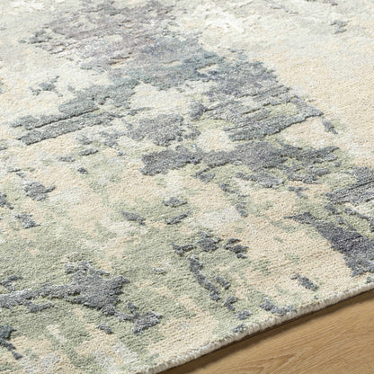 Bued Handmade Wool-Blend Rug beige gray abstract pattern with rolled edge Boutique Rugs on Tampa Home & Garden Store