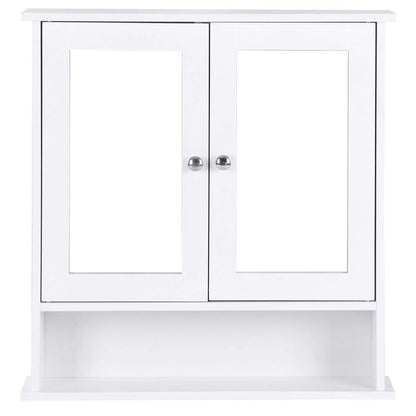 Armario de Medicinas de Pared para Baño Blanco con Espejo y Estante Abierto
