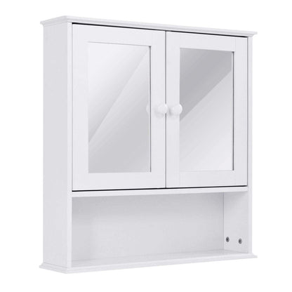 Armario de pared simple para baño con espejo en acabado de madera blanca de 23 x 22 pulgadas