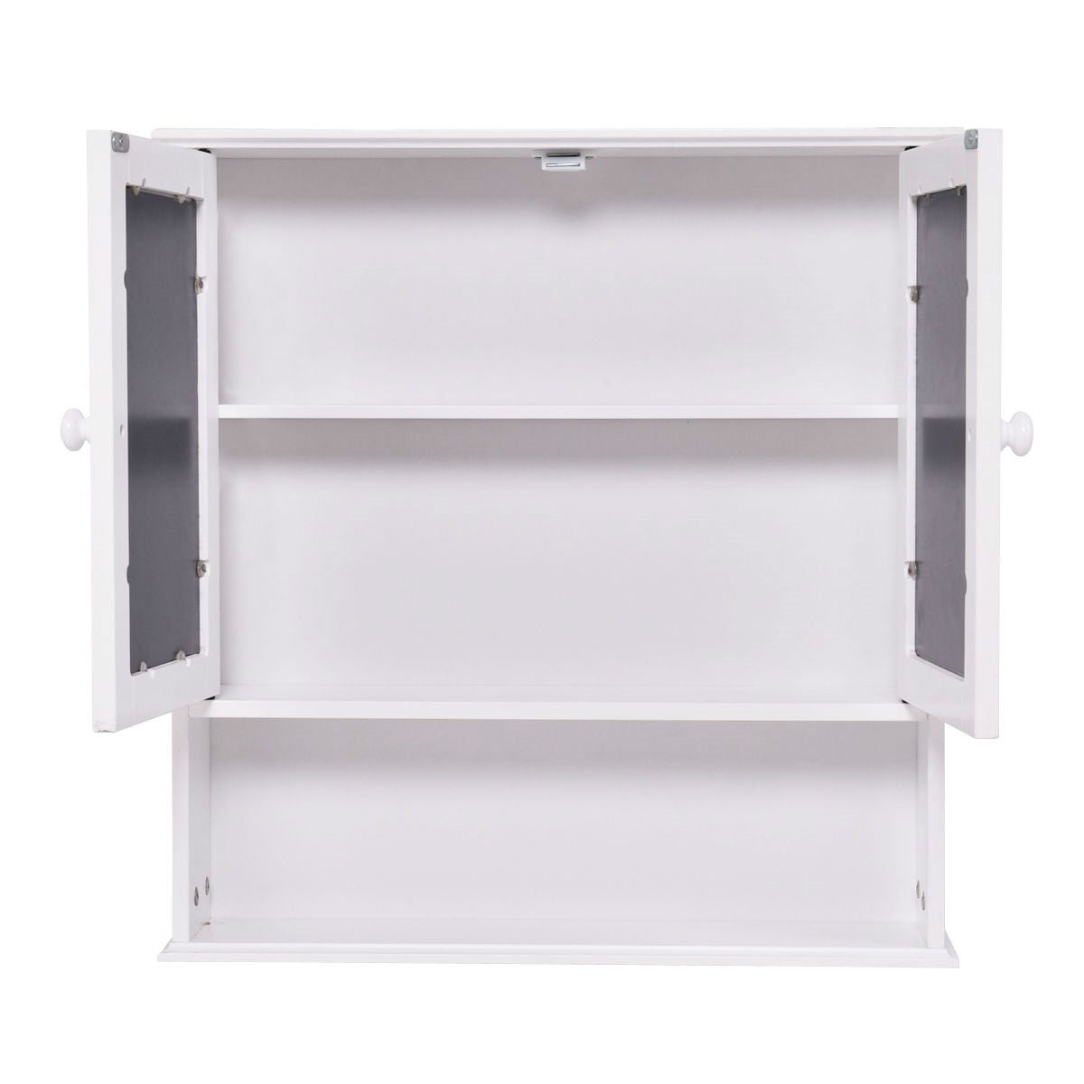 Armario de pared simple para baño con espejo en acabado de madera blanca de 23 x 22 pulgadas