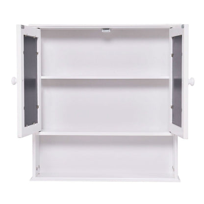 Armario de pared simple para baño con espejo en acabado de madera blanca de 23 x 22 pulgadas
