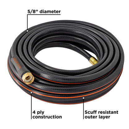 Medium duty garden hose 50 ft, 4-ply construction, brass fittings, Orbit Irrigation on Tampa Home & Garden Store
