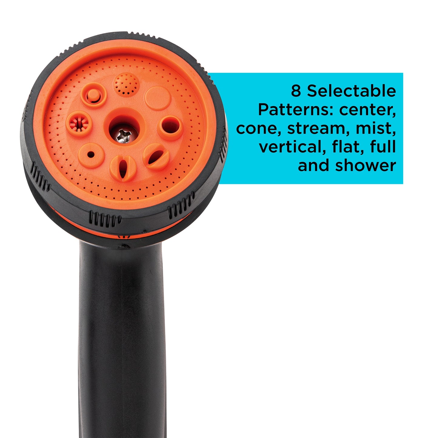 B+D 8-Pattern Nozzle BXWNBB57390 hose end, Orbit Irrigation orange head with 8 patterns on Tampa Home & Garden Store