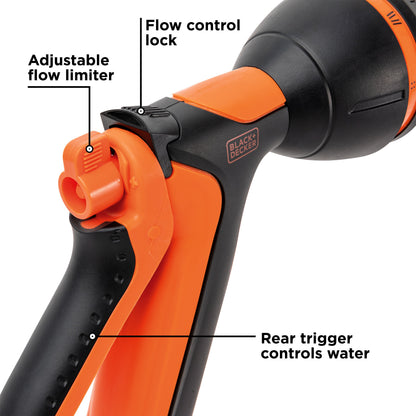 B+D 8-Pattern Nozzle BXWNBB57390 hose end orange/black with Black+Decker logo on Tampa Home & Garden Store