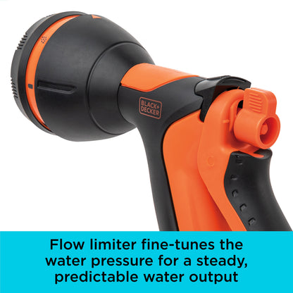 B+D 8-Pattern Nozzle BXWNBB57390 hose end black body with orange accents Black+Decker on Tampa Home & Garden Store