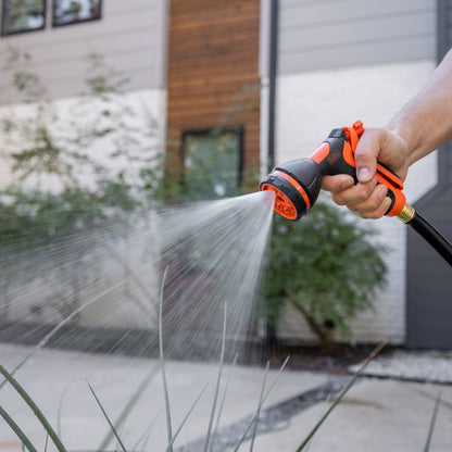 Black+Decker 8-pattern hose end nozzle in orange and black for garden hose spray nozzles on Tampa Home & Garden Store