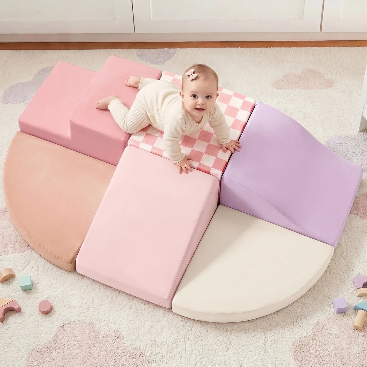 Tiny Land PlayNest Climbing Blocks Violet pastel soft foam modular play mats for babies on Tampa Home & Garden Store