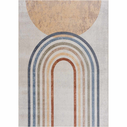 Giza washable area rug by Boutique Rugs arches in blue rust on Tampa Home & Garden Store