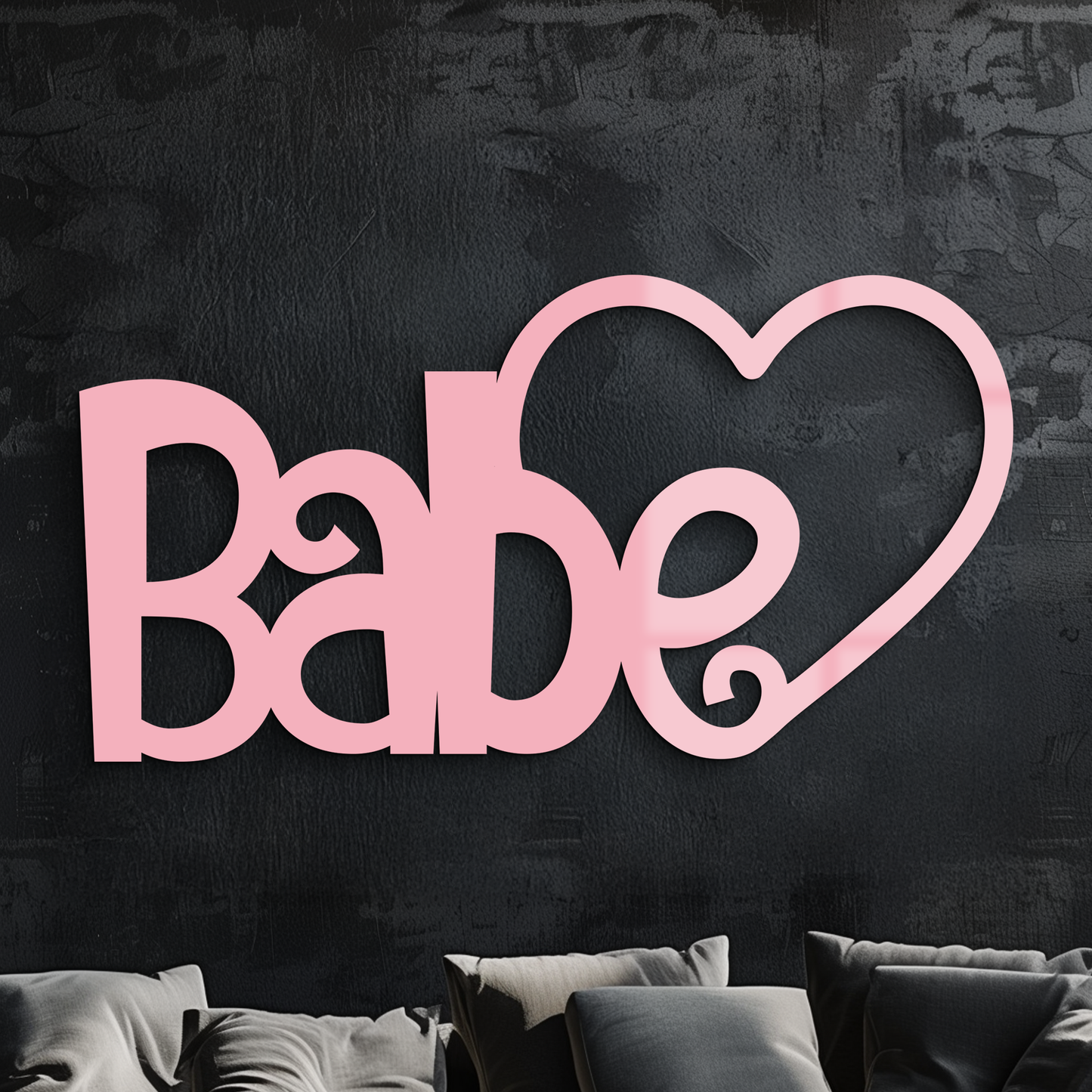 Babe Heart Silhouette Metal Wall Art – Modern Typography Design - KAFGP045 - Tampa Home & Garden Store