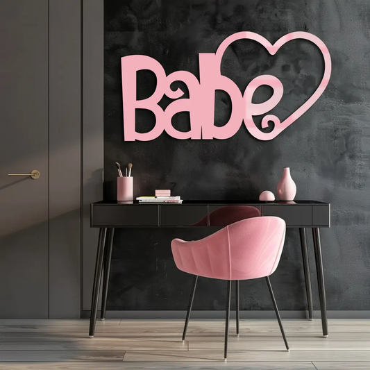 Babe Heart Silhouette Metal Wall Art pink metal wall sculpture Enova Art on Tampa Home & Garden Store