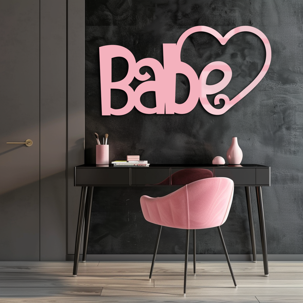 Babe Heart Silhouette Metal Wall Art – Modern Typography Design - KAFGP045 - Tampa Home & Garden Store