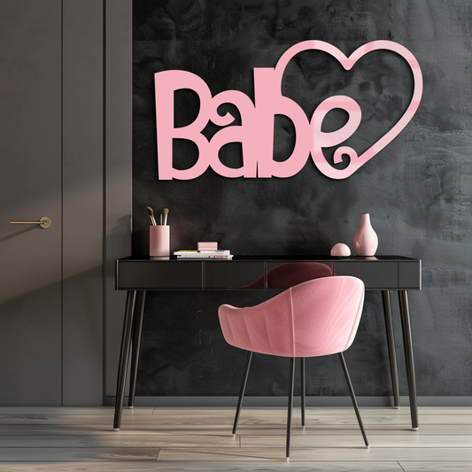 Babe Heart Silhouette Metal Wall Art – Modern Typography Design - KAFGP045 - Tampa Home & Garden Store