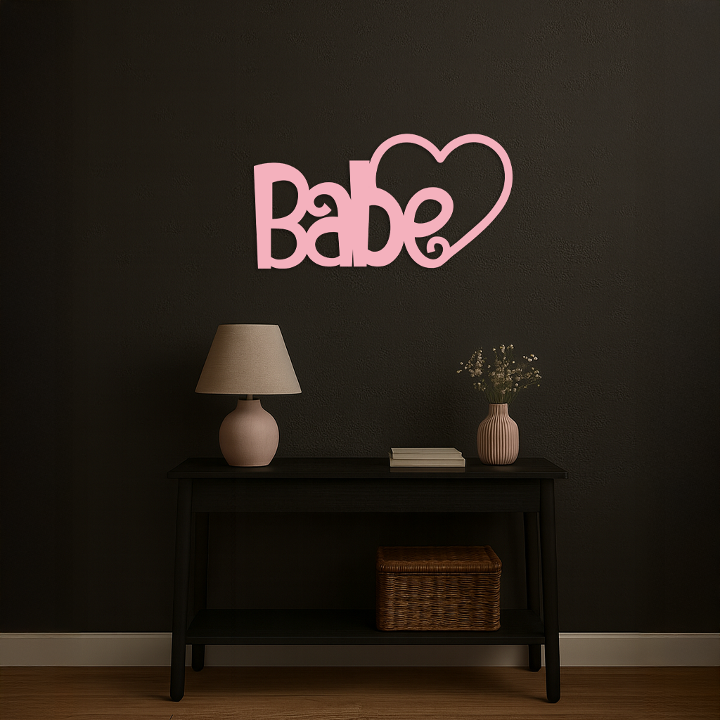 Babe Heart Silhouette Metal Wall Art – Modern Typography Design - KAFGP045 - Tampa Home & Garden Store