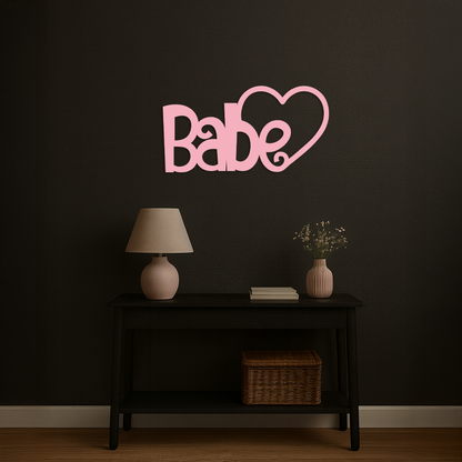 Babe Heart Silhouette Metal Wall Art – Modern Typography Design - KAFGP045 - Tampa Home & Garden Store