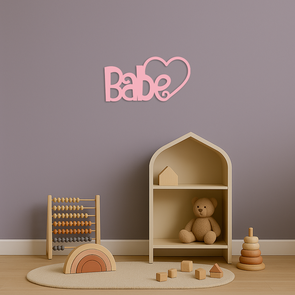 Babe Heart Silhouette Metal Wall Art – Modern Typography Design - KAFGP045 - Tampa Home & Garden Store