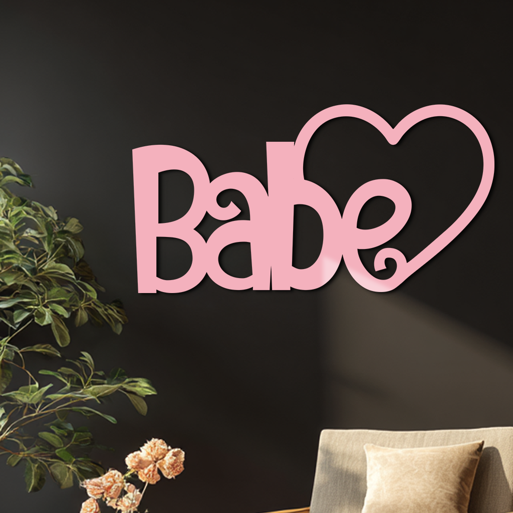 Babe Heart Silhouette Metal Wall Art – Modern Typography Design - KAFGP045 - Tampa Home & Garden Store
