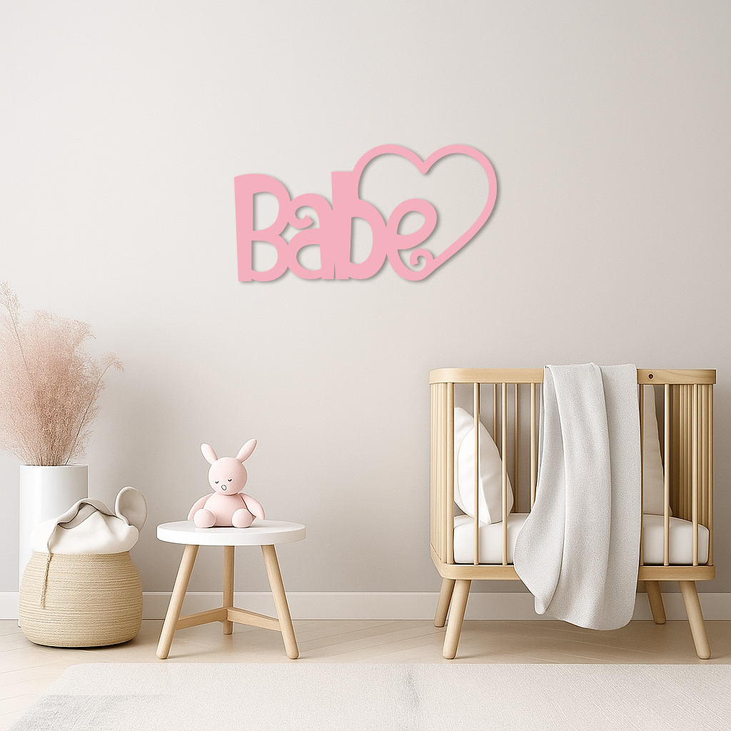 Babe Heart Silhouette Metal Wall Art – Modern Typography Design - KAFGP045 - Tampa Home & Garden Store