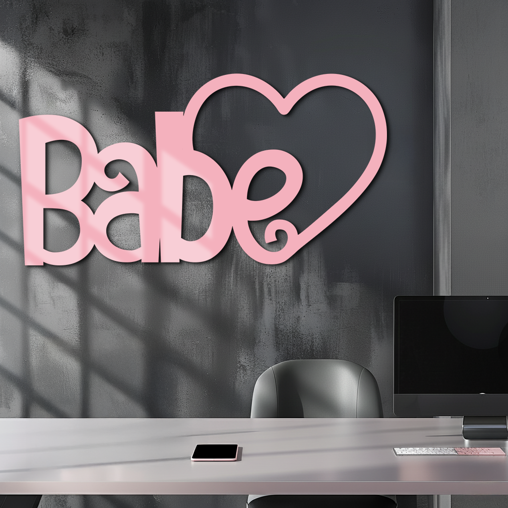 Babe Heart Silhouette Metal Wall Art – Modern Typography Design - KAFGP045 - Tampa Home & Garden Store