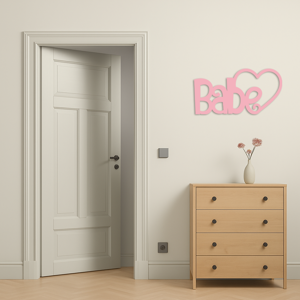 Babe Heart Silhouette Metal Wall Art – Modern Typography Design - KAFGP045 - Tampa Home & Garden Store