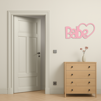 Babe Heart Silhouette Metal Wall Art – Modern Typography Design - KAFGP045 - Tampa Home & Garden Store