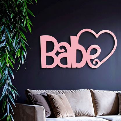 Babe Heart Silhouette Metal Wall Art – Modern Typography Design - KAFGP045 - Tampa Home & Garden Store