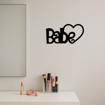Babe Heart Silhouette Metal Wall Art – Modern Typography Design - KAFGP045 - Tampa Home & Garden Store